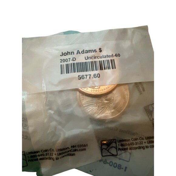 2007 John Adams Uncirculated-60 P&D Dollar Coin Set Littleton Coin Company - Picture 3 of 3